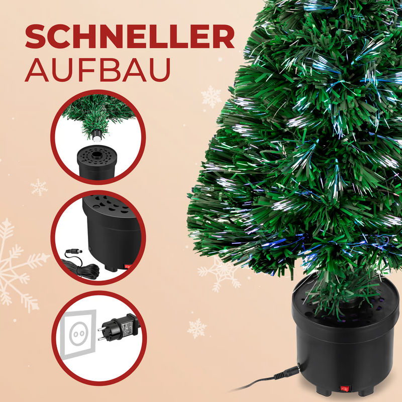CASARIA Weihnachtsbaum aus Kunststoff mit Glasfaserbeleuchtung in 9 Farben, Grün, Höhe: 66 cm - Bild 5