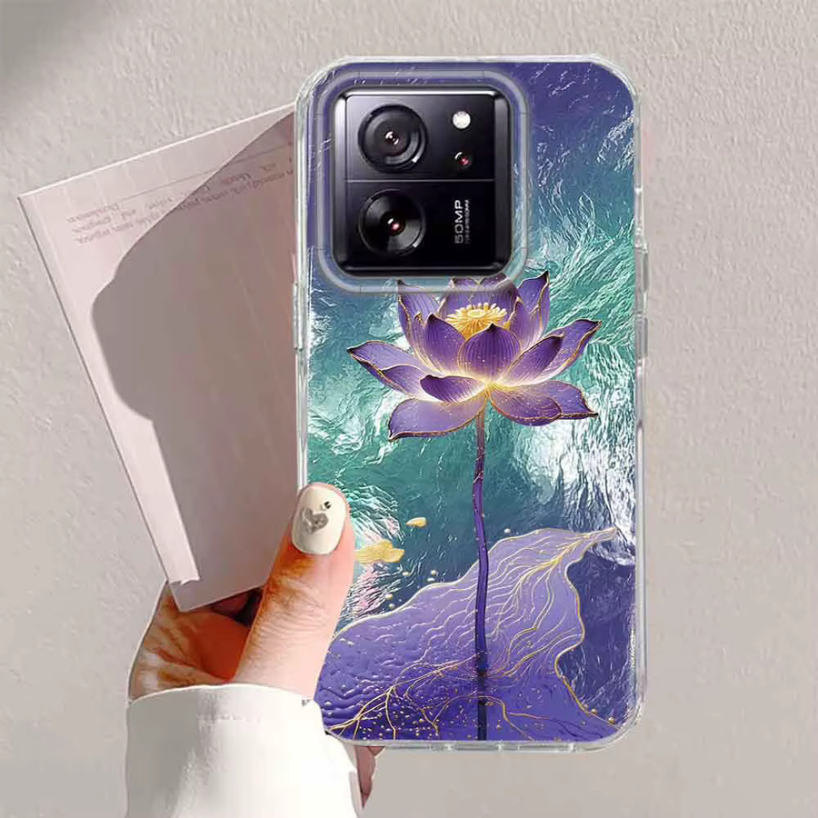 Handyhülle mit buntem Lotusblumen-Design für Xiaomi 13T 14T Pro 11 Lite Poco X5 X6 X7 M6 C65 C61 M5S 5G in Multicolour - Bild 3