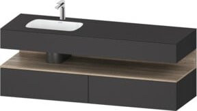 Duravit Qatego Einbauwaschtisch-Möbel-Set in Grau Matt mit internen Schubladen, B/T/H: 160 x 50 x 60 cm - Bild 1