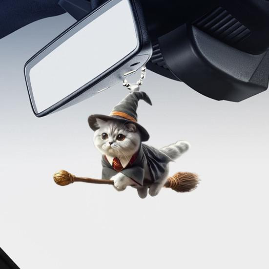 BERLIHEN Auto-Anhänger Katze aus Acryl in Grau als hängendes Ornament für die Auto-Innenausstattung - Bild 10