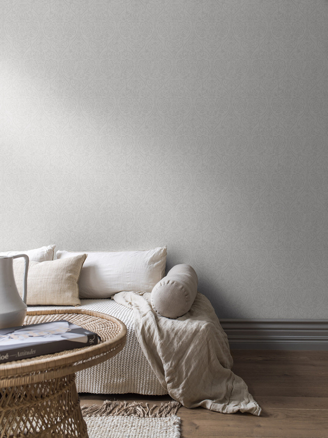 BoråsTapeter Tapete Hidden Medallion in Beige und Grau mit geometrischem Design - Bild 1
