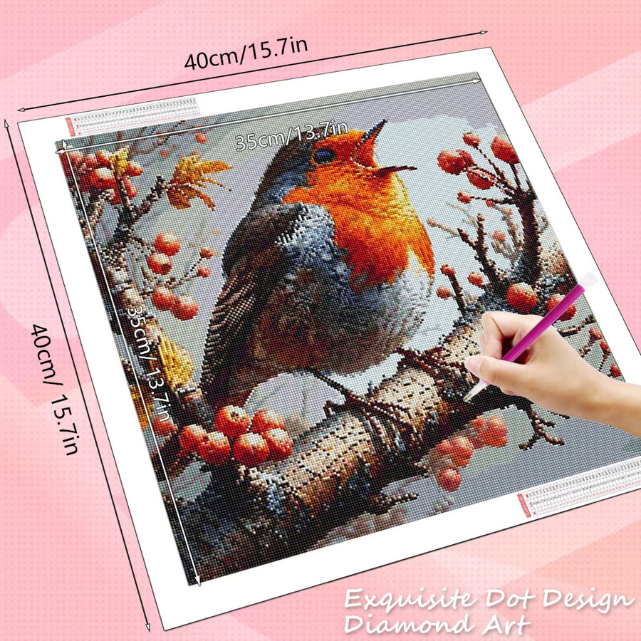 HUACAN Diamantmalerei Vogel Tier Mosaik DIY Strass-Bild in Multicolour, Durchmesser: 20 cm - Bild 2