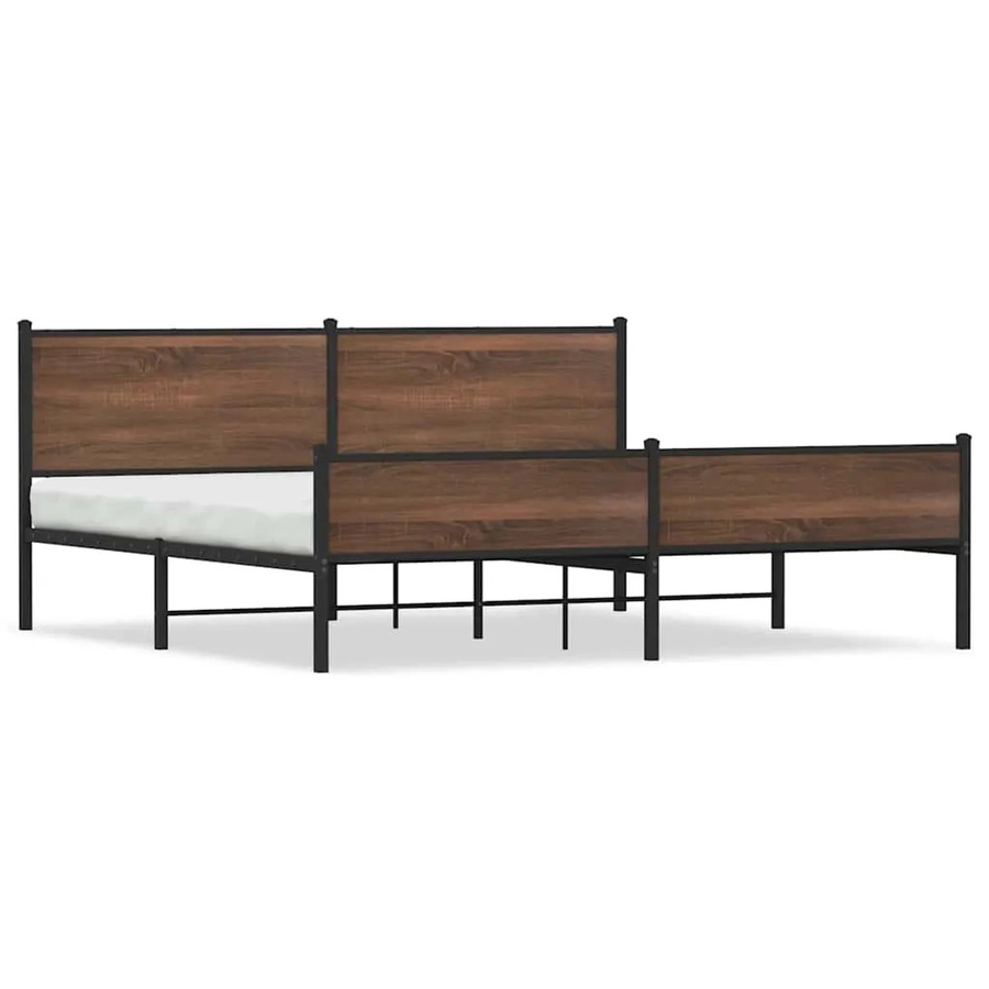 vidaXL Metallbett in Braun Eichen-Optik ohne Matratze, B/T: 198 x 207 cm - Bild 2