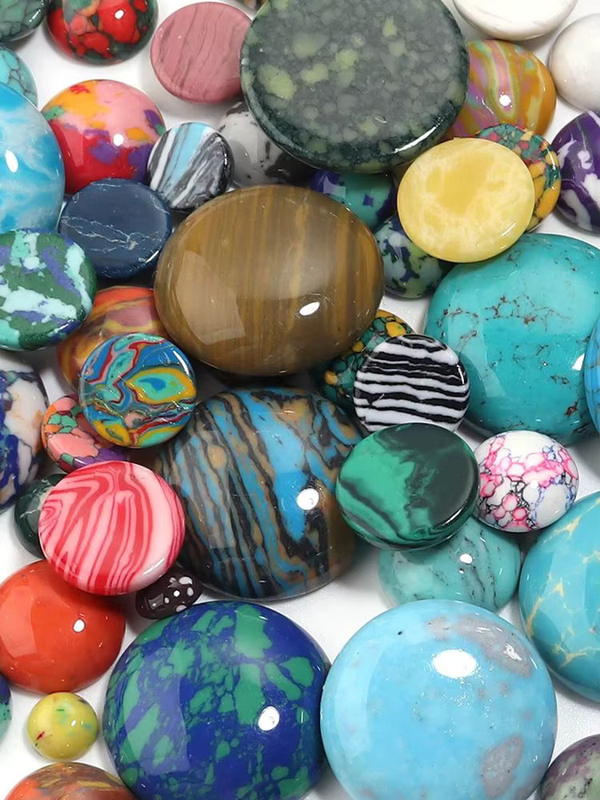 Synthetische Türkis Cabochon Perlen, Runde Perlen, DIY Schmuck Zubehör - Bild 4