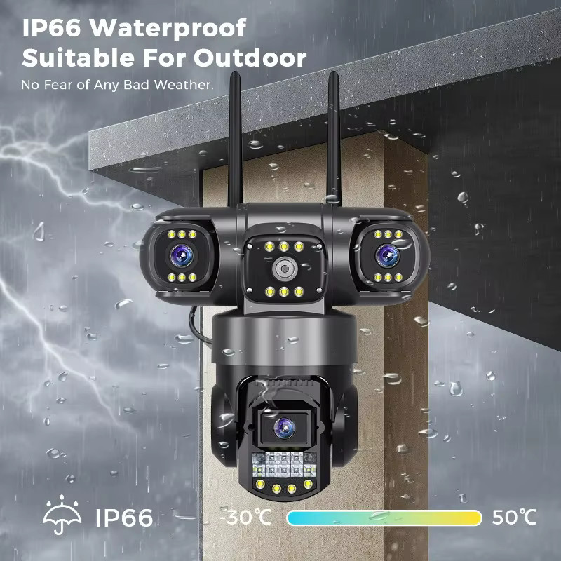 Multi-Objektiv 4G PTZ Kabellose CCTV-Kamera in Schwarz für die wetterfeste Smart Home Außenüberwachung mit Echtzeit-Fernvideoüberwachung - Bild 5