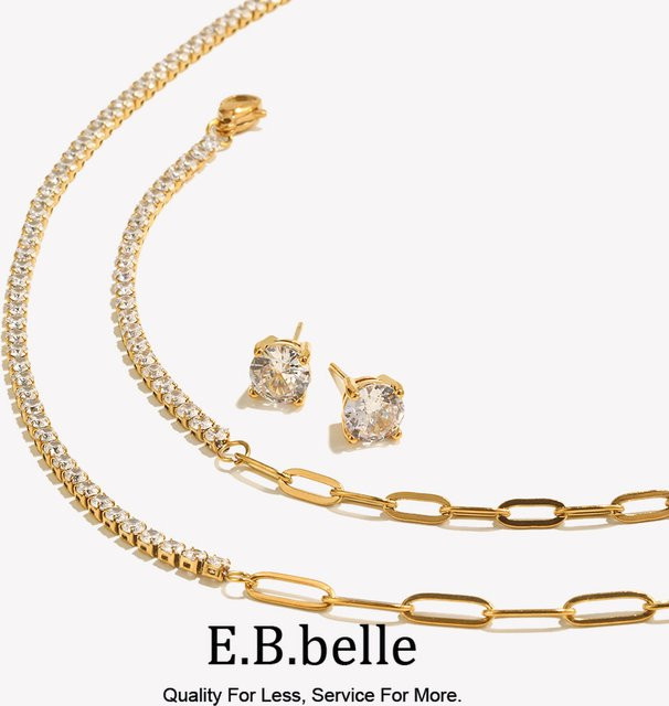 E.B.belle Armband, Edelstahl, Gold, Zirkonia, Damen - Bild 1