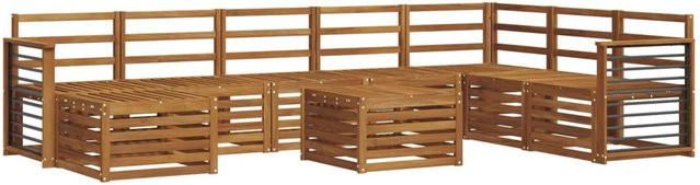vidaXL Sofagarnitur aus Massivholz Akazie in Natur Braun im L-Shape Design mit Tisch und Latten-Design - Bild 1