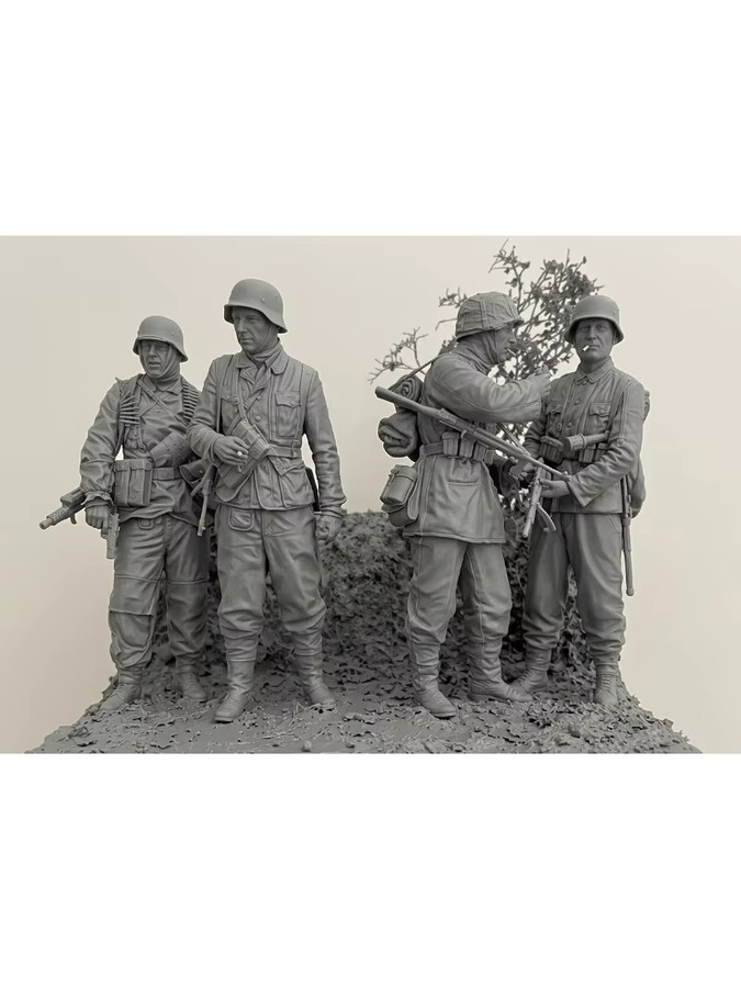 JIJIE Poteau Ambush Battle Series Figurenmodellbausatz, 4-teiliges Set, Maßstab 1:16, unmontiert, unbemalt, Grau - Bild 3
