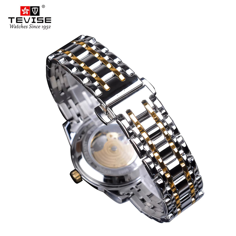 Tevise Armbanduhr, Automatik, Edelstahl, Schwarz, Diamant, Unisex - Bild 6
