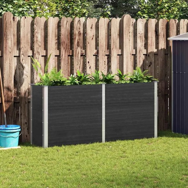 Furnicato Garten-Hochbeet aus WPC und Stahl in Grau, B/T/H: 200 x 50 x 91 cm - Bild 1