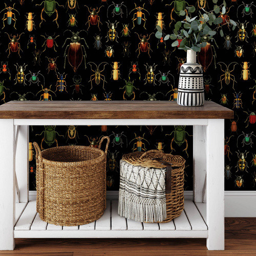 K&L Wall Art Vliestapete Vintage mit Käfer-Motiv in Schwarz und Mehrfarbig, matt - Bild 5