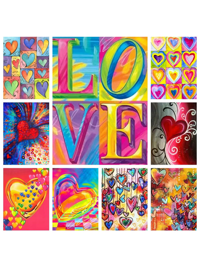 YUTTEE 5D DIY Diamant Malerei Kit Liebe Herz abstrakt, Multicolour, B/H: 30,0 x 20,0 cm - Bild 2