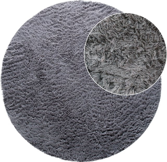 Runder Hochflor-Teppich Silvana in Grau mit Durchmesser: 120 cm - Bild 1