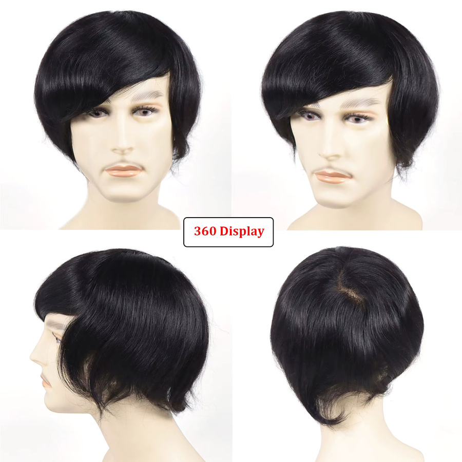 Bfirehair Echthaar Toupet für Männer, V-Schleife, 1B - Bild 3