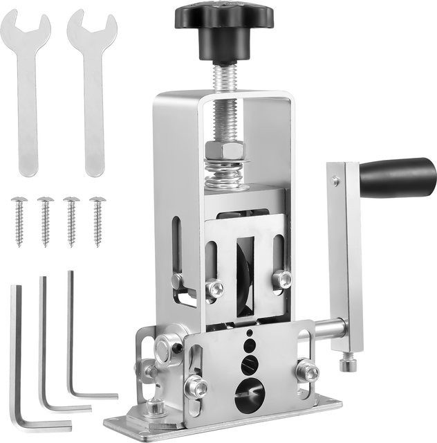 Tragbarer manueller Kabelabisolierer für 1-25mm mit Handkurbel und Elektrobohrer in Silber - Bild 1