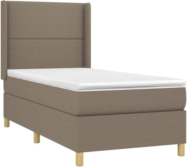 vidaXL Boxspringbett Hybrid mit Matratze und LED-Unterbettbeleuchtung in Taupe, B/T/H: 90 x 193 x 118 cm - Bild 1