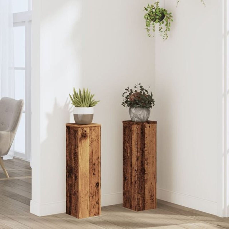 2er-Set Pflanzenständer aus Holz in Altholz-Optik von Vidaxl, Braun, B/T/H: 17 x 17 x 60 cm - Bild 1