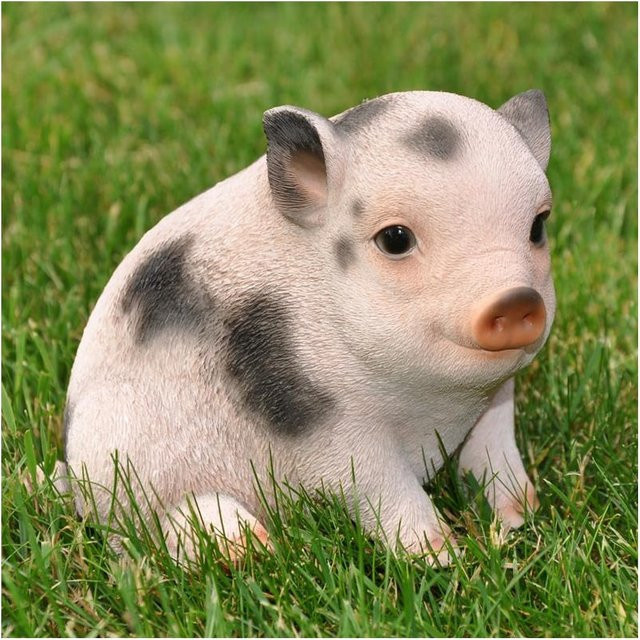 Dazikemo Dekofigur Gartenfigur Schwein Ferkel in Pink, Höhe: 11,0 cm, Breite: 15,0 cm, Tiefe: 11,0 cm - Bild 1
