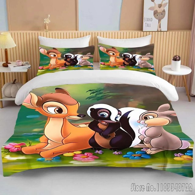 Bambi Bettwäsche-Set aus Mikrofaser mit Anime-Print, Mehrfarbig, B/H: 245 x 210 cm - Bild 1