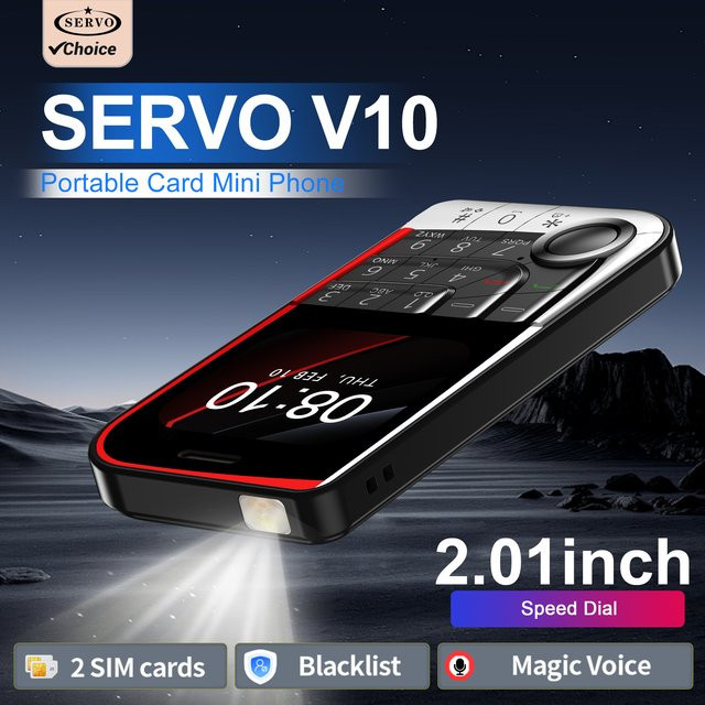 SERVO V10 Mobiltelefon mit 2,01 Zoll Display, 2G GSM, USB-C und Dual-SIM in Schwarz - Bild 1