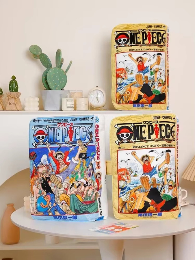 One Piece Manga Buch Plüschkissen mit Luffy Cover-Druck von Bandai, Mehrfarbig - Bild 6