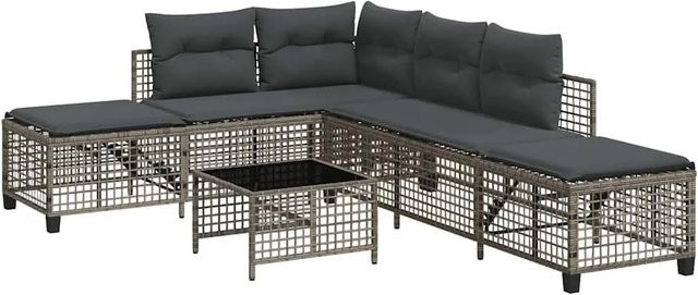 vidaXL 3-teiliges Garten-Ecksofa-Set in Grau aus Poly-Rattan mit Kissen und Couchtisch - Bild 1