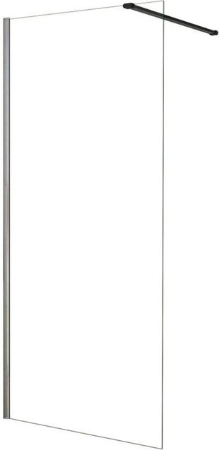 AICA Walk In Duschwand Schwarz mit Stabilisator, Glas 6mm NANO ESG, B: 70 cm, H: 185 cm - Bild 1