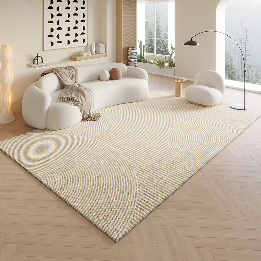 VIKAMA Wohnzimmer Bodenmatte Creme Style Lineage, Anti-Rutsch Teppich für Schlafzimmer und Wohnzimmer, Beige, B: 120 cm, T: 80 cm - Bild 1
