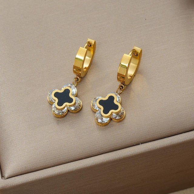 Wucifang Jewelry Ohrringe Glücksklee-Set, Gold, Kristall, Damen - Bild 1