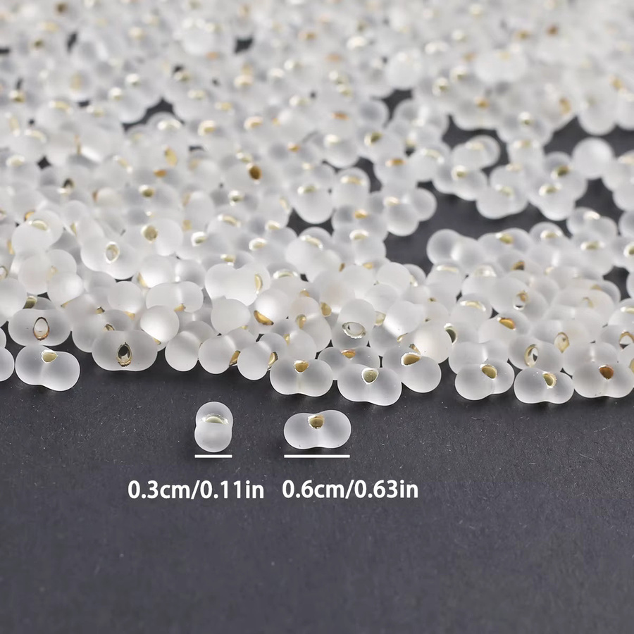 NASSBORO Glasperlen, weiß, mattiert, silberfarben, erdnussförmig, 10 g - Bild 3