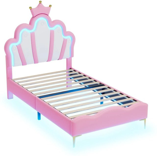 okwish Polsterbett für das Kinderzimmer mit LED-Unterbettbeleuchtung in Rosa, B/T/H: 90 x 200 x 92 cm - Bild 1