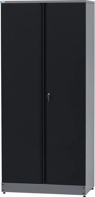 Küpper Hochschrank 2-Türig mit 4 Fachböden und Schloss in Schwarz-Hellgrau, H x B x T: 204 x 91 x 53 cm - Bild 1