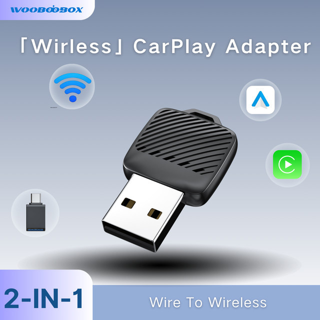 WOOBOOBOX 2026 Mini 2in1 Kabelloser CarPlay und Android Auto Adapter in Schwarz mit 5.8G WiFi für OEM Systeme - Bild 1
