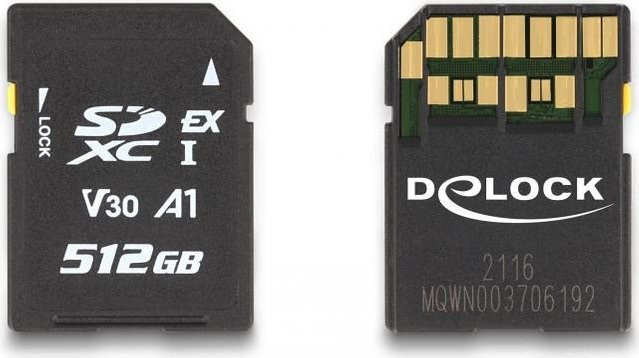 Delock SD Flash-Speicherkarte mit 512 GB, Video Class V30, UHS-I U3, Schwarz - Bild 1
