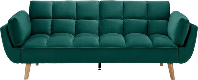 Bessagi Home Schlafsofa Cora in Grün aus Samt mit passenden Dekokissen - Bild 1