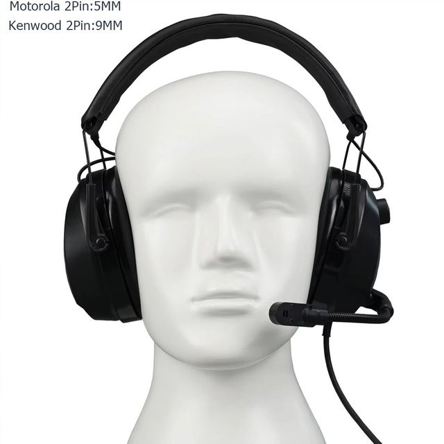 Retevis KM-Headset mit Rauschunterdrückung und drehbarem Galgenmikrofon in Schwarz für Baofeng UV-5R und Quansheng UV K5 UV K6 UV K58 Walkie Talkie - Bild 1