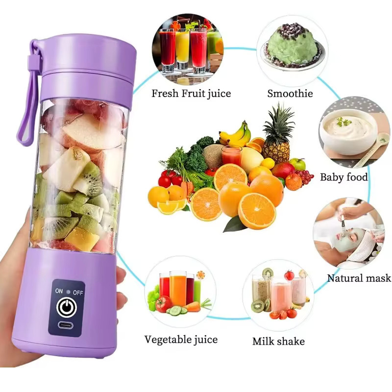 MIKO NICE USB-Smoothie-Mixer für unterwegs, wiederaufladbarer Mixerbecher für Protein-Shakes, 380 ml, Pink oder Purple - Bild 2