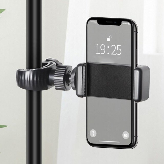 Multi-Funktions Stativ mit Telefon-Clip Pro und Audio-Adapter für Mikrofon und Zubehör in Schwarz - Bild 1
