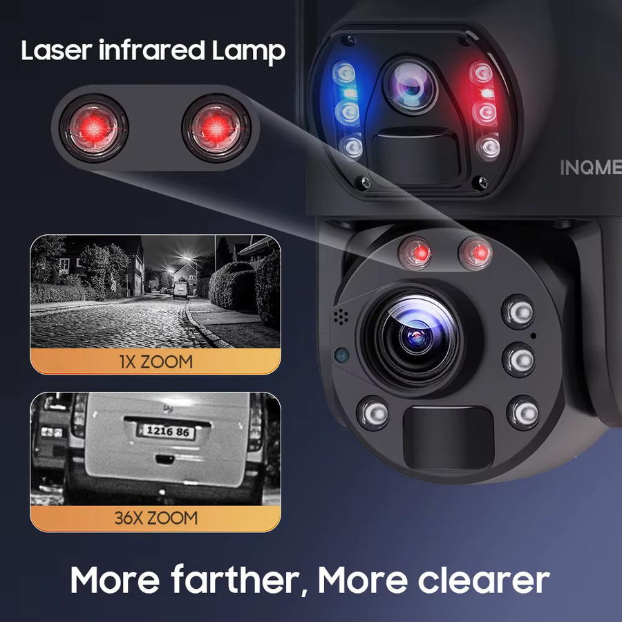 Inqmega Solar Überwachungskamera mit 8MP 4K Auflösung, 4G SIM und WLAN, Dual Lens mit 36x optischem und digitalem Zoom, Human Tracking, Schwarz - Bild 2