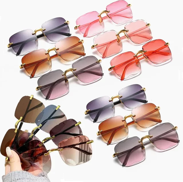 MOYOKA Sonnenbrille, randlos, quadratisch, rot, Metall, Unisex - Bild 1