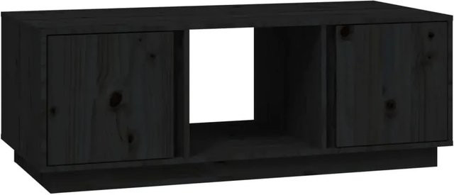 vidaXL Couchtisch aus massivem Kiefernholz in Schwarz, rustikales Design, B/T/H: 110 x 50 x 40 cm - Bild 1