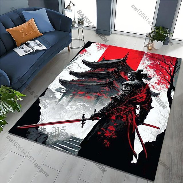 Karpetti Japanischer Samurai Spirits Bereichsteppich, rutschfeste Bodenmatte aus Polyester, Mehrfarbig, B: 120 cm, T: 80 cm - Bild 1