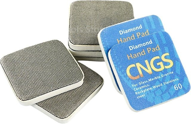 Okerqi Diamant Handpolierpads Set für Keramik, Fliesen, Glas, Marmor und Metall, 4 Stück, Körnung 60, 100, 200, 400, Grau - Bild 1