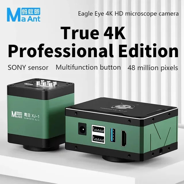 Maant XJ-1 Digitale Industrie-Mikroskopkamera mit C-Mount, 4K UHD 30 fps, Sony IMX678 1/1,8 Sensor, HDMI- und USB-C-Ausgang, Grün - Bild 1
