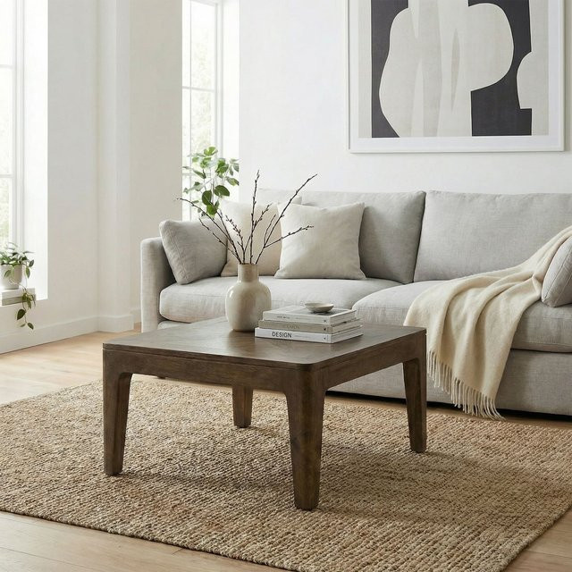 Couchtisch Finebuy aus Mango Massivholz in Walnuss, quadratisch, B/T/H: 60 x 60 x 32 cm - Bild 1