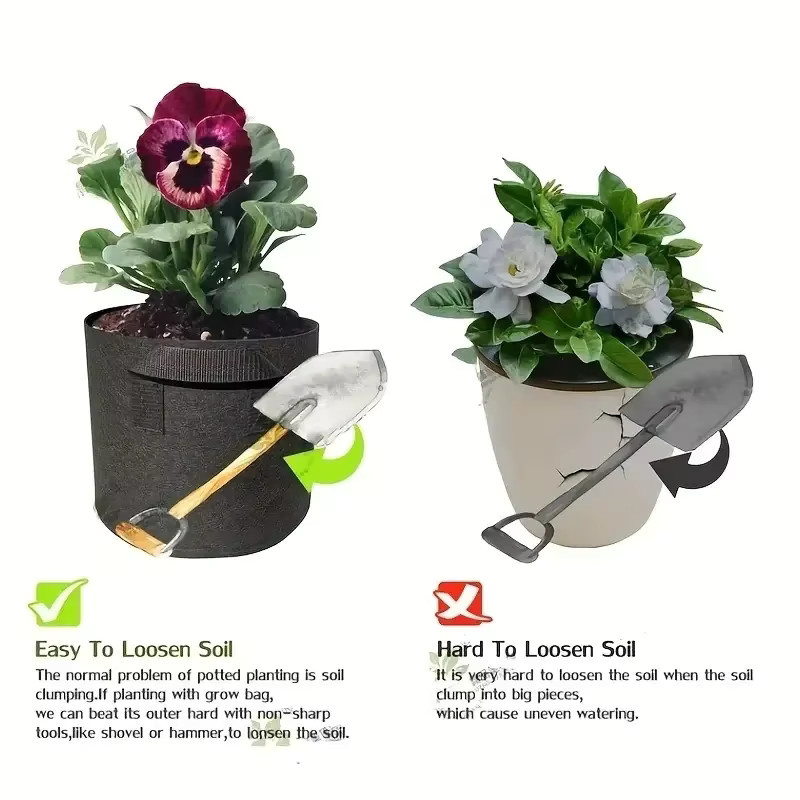 Schwarzer Pflanzsack aus Filz für Gemüse und Blumen im Garten oder zu Hause - Bild 4
