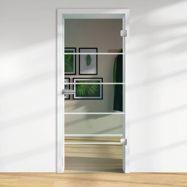 Skyscope Glasdrehtür ESG Floatglas Dekor Siebdruck Transparent Rechts B: 83,4 cm, H: 209,7 cm, Stärke: 8 mm - Bild 1