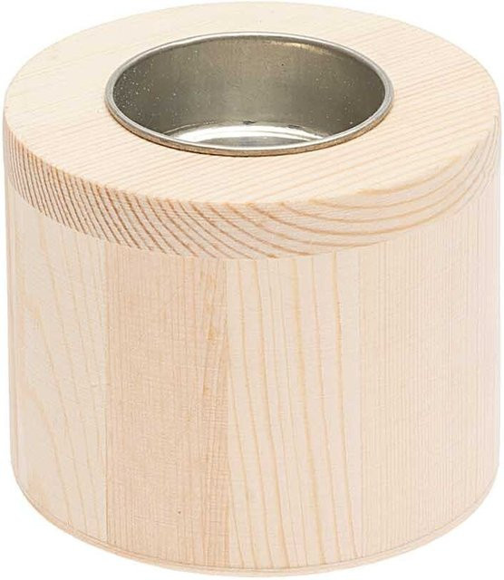 Rico Design Kerzenhalter aus Holz rund Durchmesser: 6 cm, Höhe: 7,5 cm - Bild 1