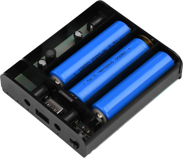 Aideepen UPS 18650 Powerbank-Gehäuse für unterbrechungsfreie Stromversorgung, schweißfreie Box für 3/4/6 Zellen, Schwarz, DC 5,5x2,1mm Anschluss - Bild 1
