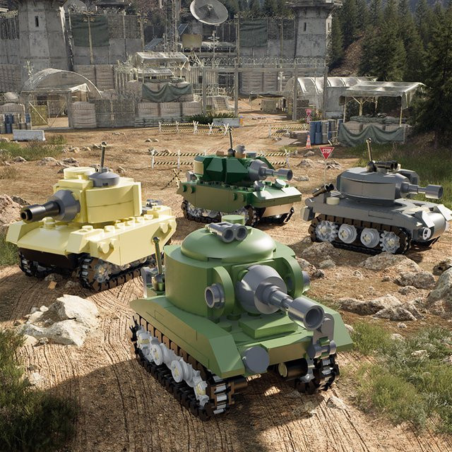 HOVFELER Militärpanzer-Bausteine, Armee-Panzer, Fahrzeuge - Bild 1